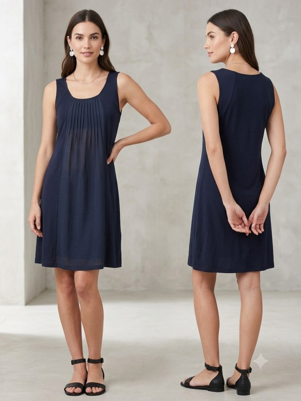 Mexx Navy Blue Pleated Mini Dress